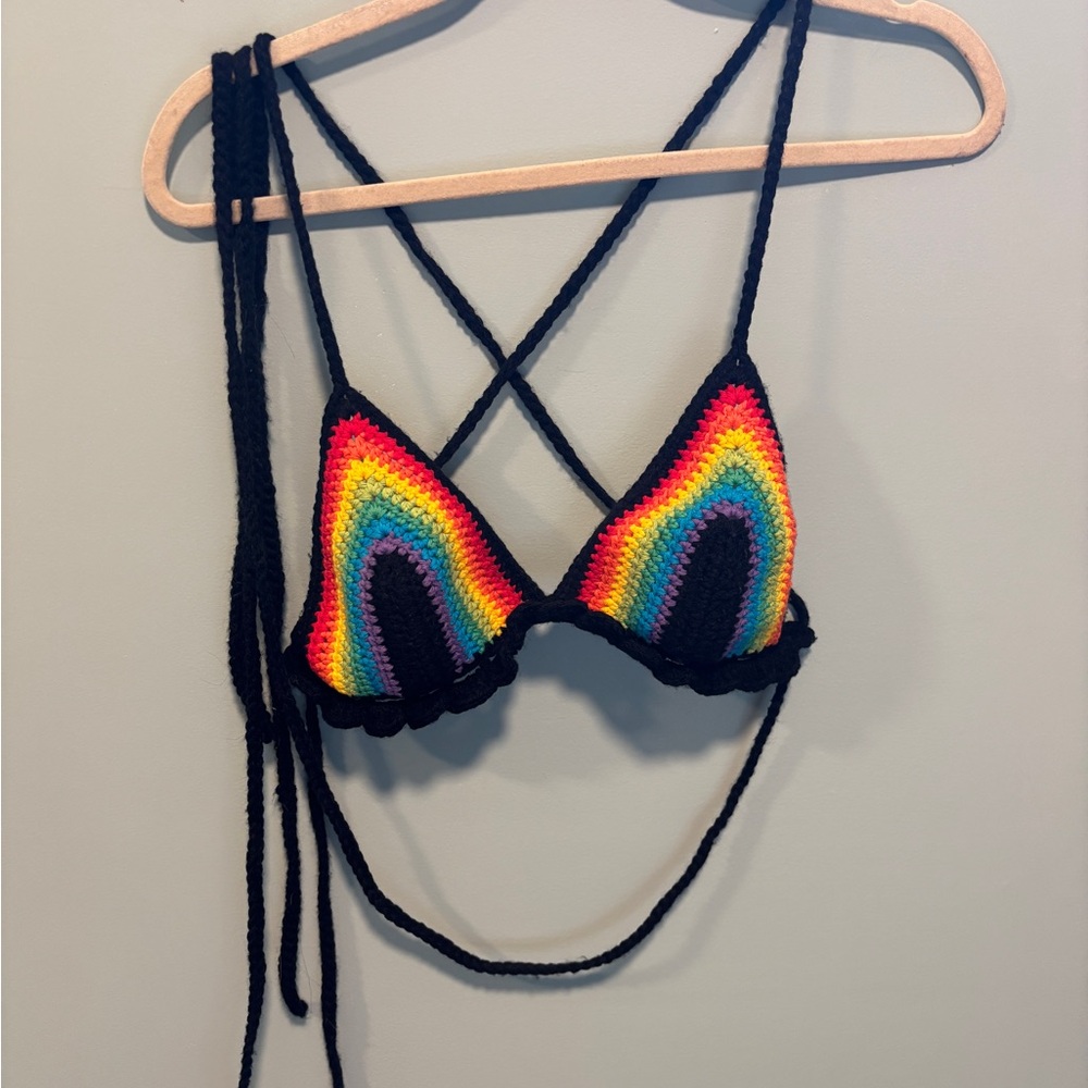 Rainbow Crochet Pride Bra Top
